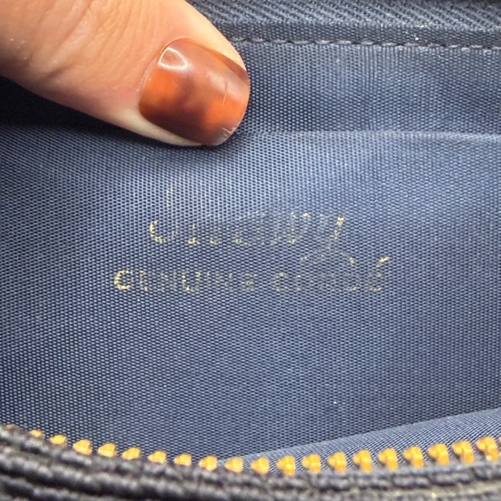 Vintage 1940s Corde Navy Blue Genuine Clutch Evening Bag Brass Zipper Ring Pull